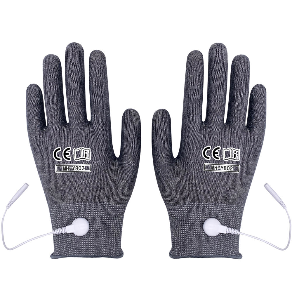 Silver fiber electrotherapy gloves (dark gray)