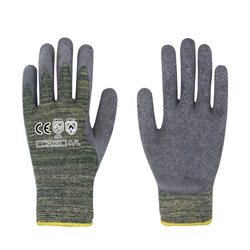 Aramid coated steel wire latex wrinkled gloves